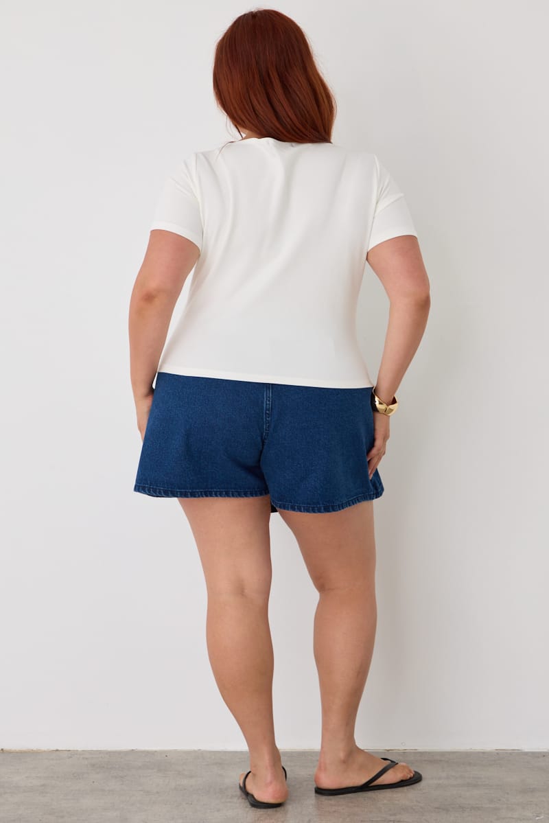 White Asymmetric Hem Short Sleeve T-shirt for YouandAll Fashion