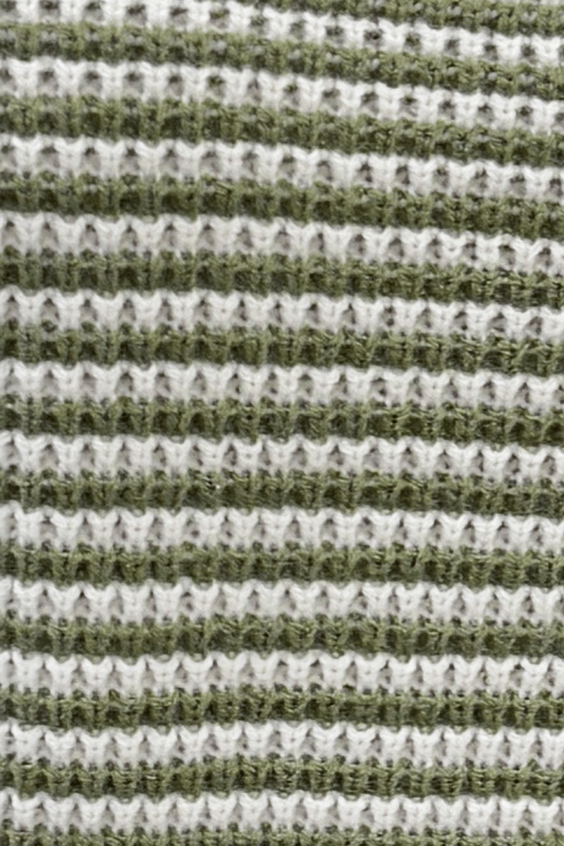 Green Stripe Stripe Knit Top Long Sleeve for YouandAll Fashion