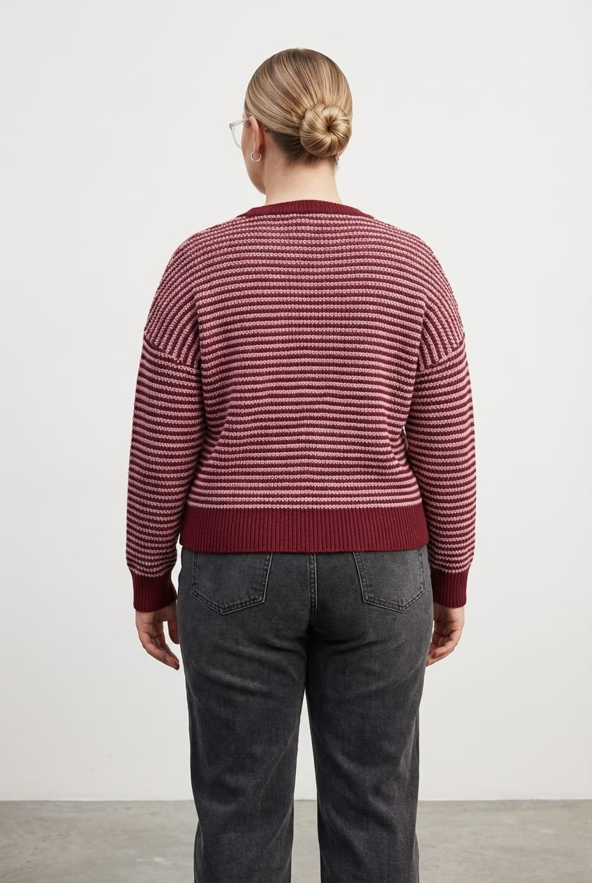 Red Stripe Stripe Knit Top Long Sleeve for YouandAll Fashion