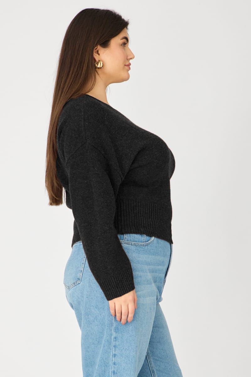 Black Knit Top Off Shoulder Long Sleeve for YouandAll Fashion