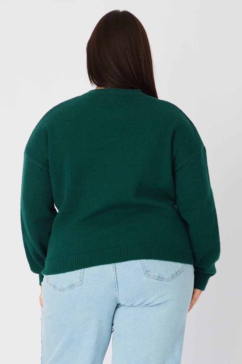 Green Teddy Bear Knit Top Long Sleeve for YouandAll Fashion