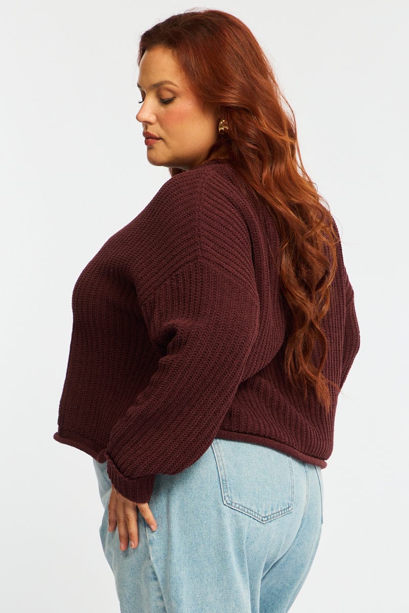 Brown Chenille Knit Jumper Long Sleeve for YouandAll Fashion