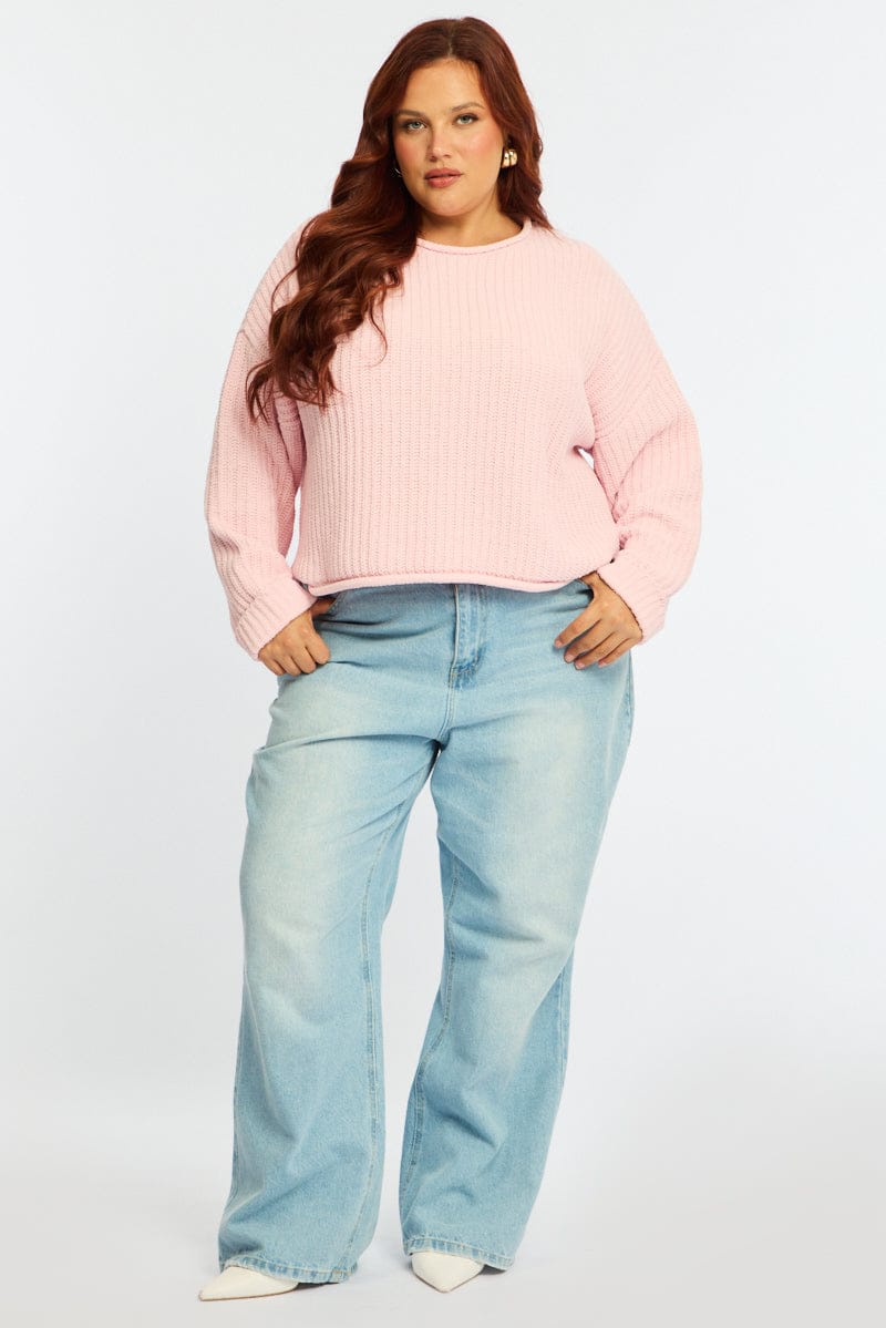 Pink Chenille Knit Jumper Long Sleeve for YouandAll Fashion