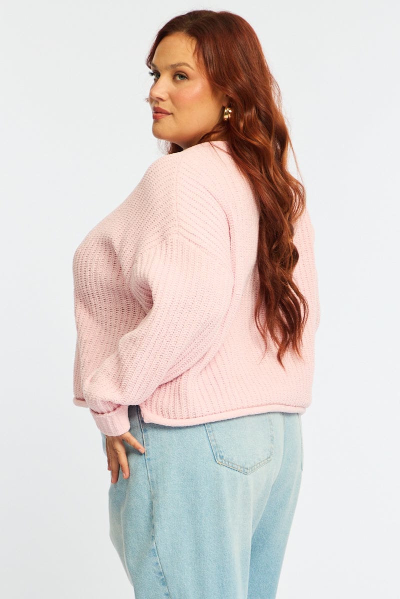 Pink Chenille Knit Jumper Long Sleeve for YouandAll Fashion