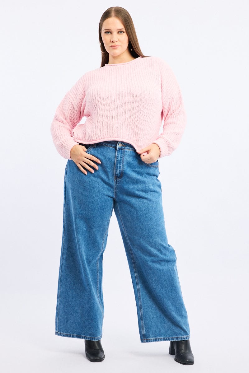Pink Chenille Knit Jumper Long Sleeve for YouandAll Fashion