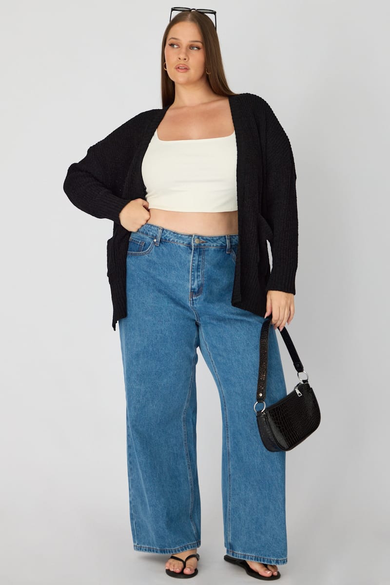 Black Oversized Cardigan Long Sleeve Chenille for YouandAll Fashion