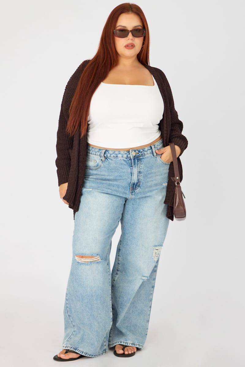 Brown Oversized Cardigan Long Sleeve Chenille for YouandAll Fashion