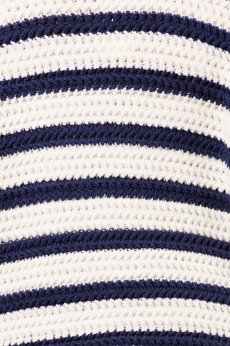 White Stripe Oversized Knit Cardigan Long Sleeve Longline for YouandAll Fashion
