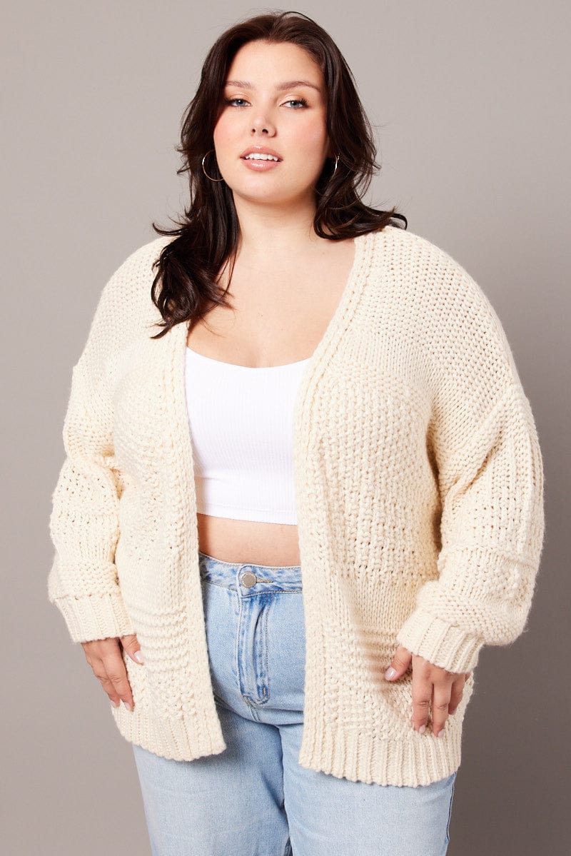 Beige Oversized Cardigan Long Sleeve for YouandAll Fashion