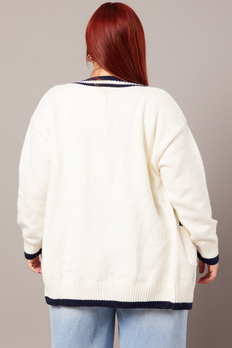 White Knit Cardigan Longline for YouandAll Fashion