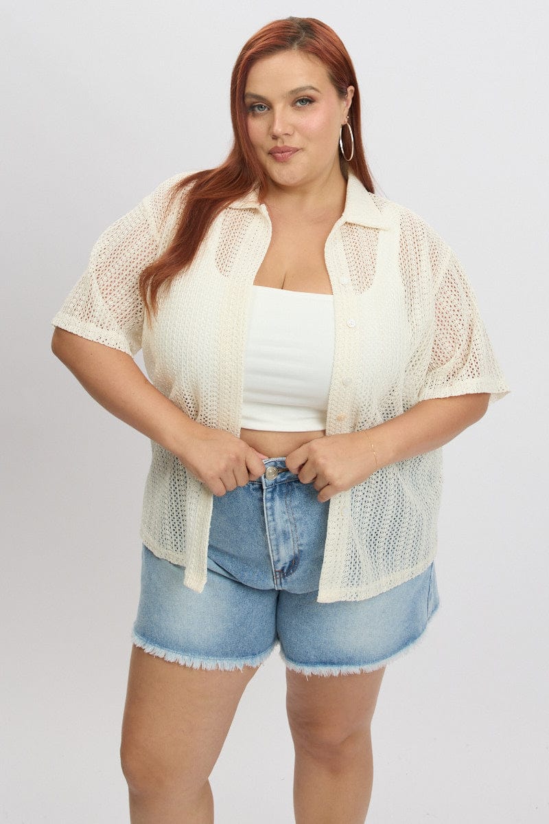 White Crochet collar Cardigan for YouandAll Fashion