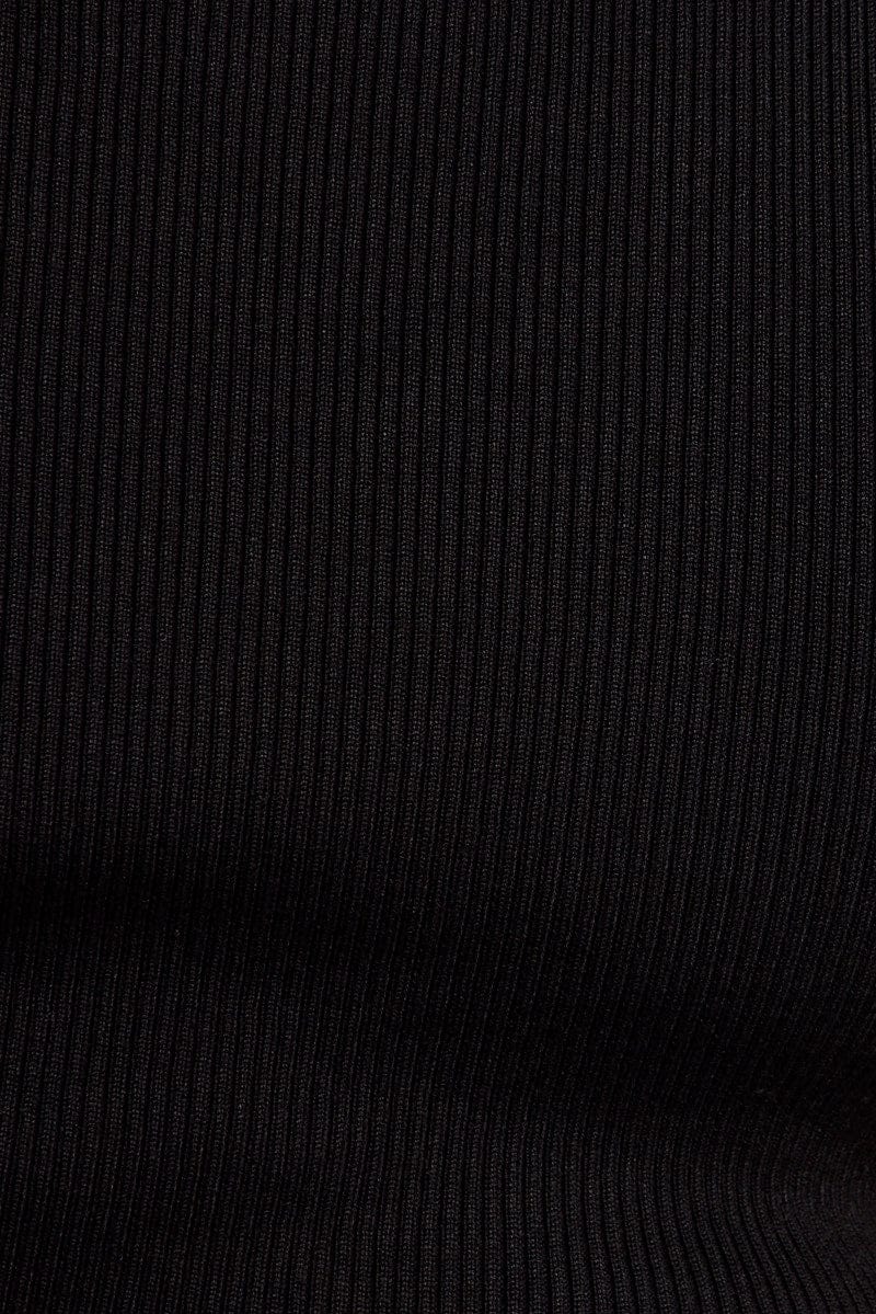 Black Knit Top Short Sleeve Square Neck for YouandAll Fashion