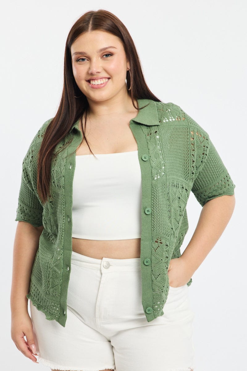 Green Crochet Knit Top for YouandAll Fashion