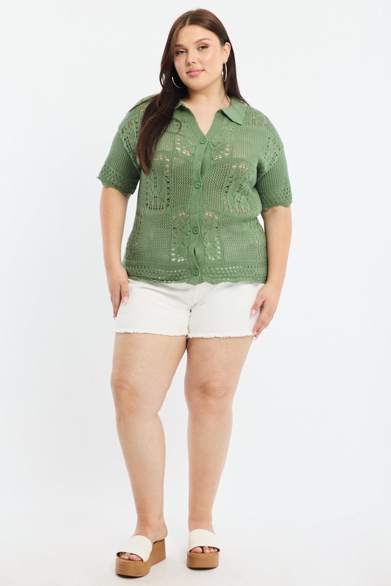 Green Crochet Knit Top for YouandAll Fashion