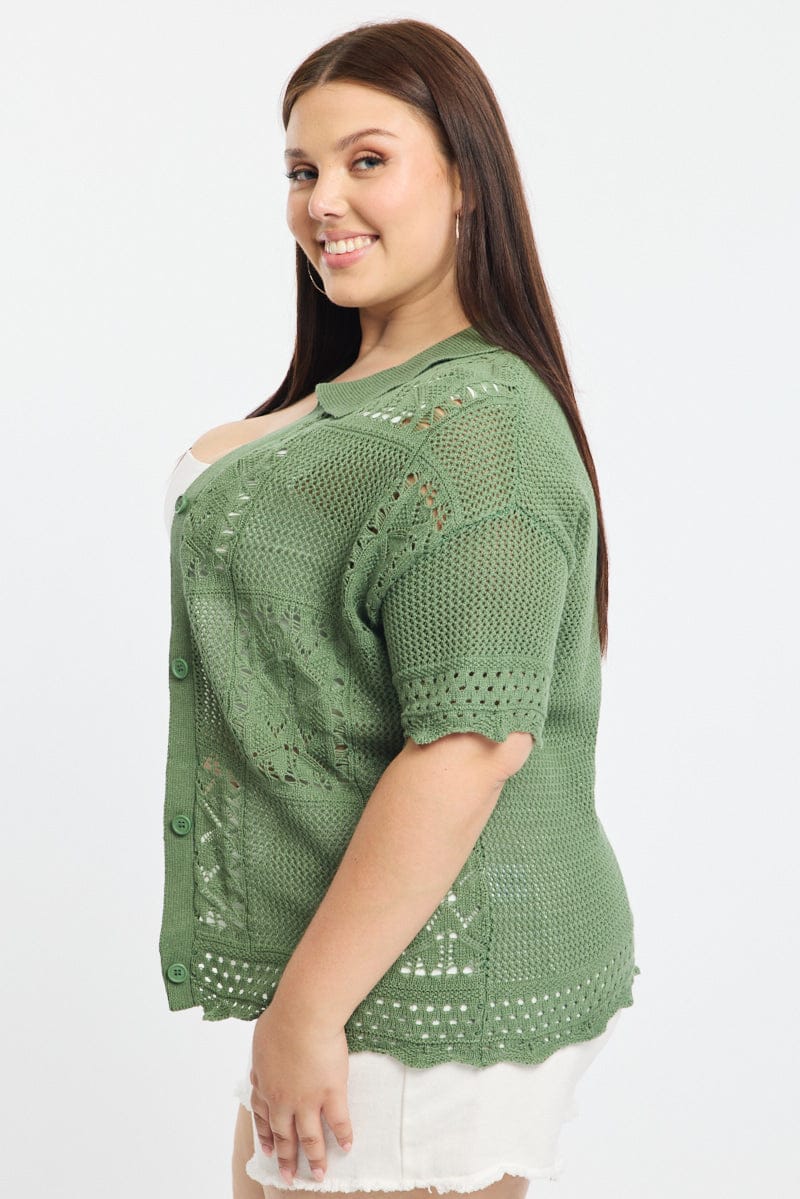 Green Crochet Knit Top for YouandAll Fashion
