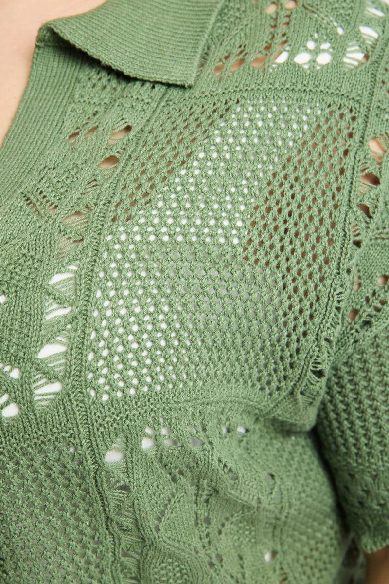 Green Crochet Knit Top for YouandAll Fashion