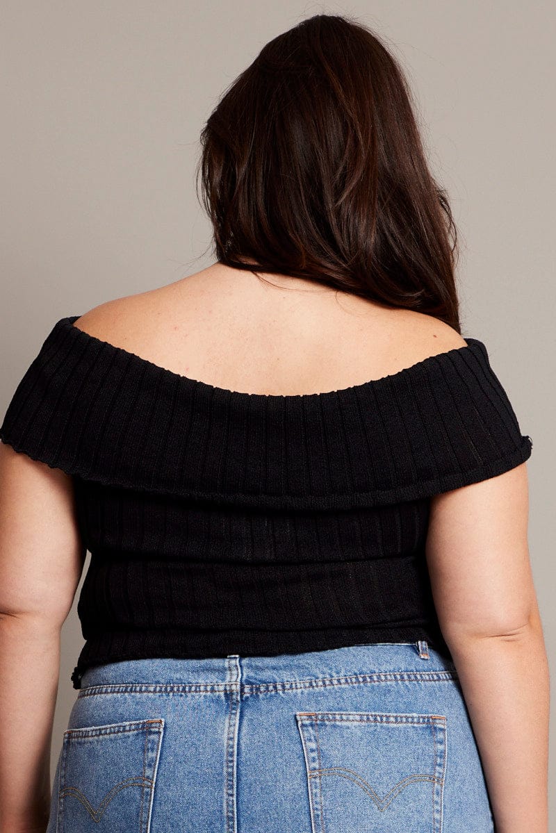 Black Off shoulder Knit Top for YouandAll Fashion