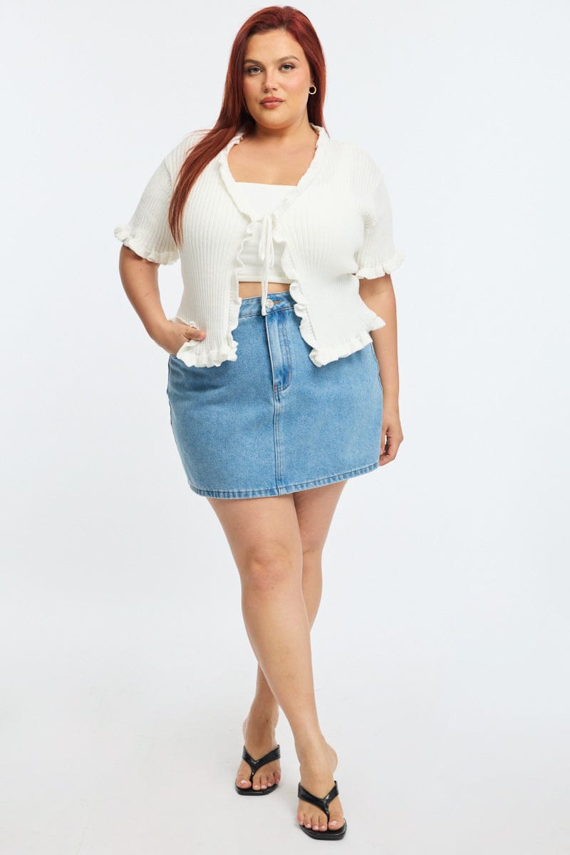 White Tie Up Cardigan Short Sleeve for YouandAll Fashion