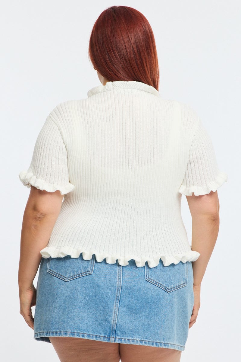 White Tie Up Cardigan Short Sleeve for YouandAll Fashion