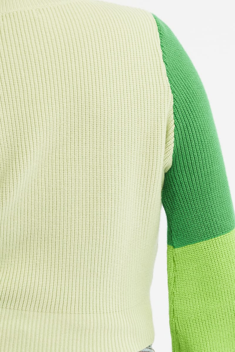 Green Knit Jumper Colour Block for YouandAll Fashion