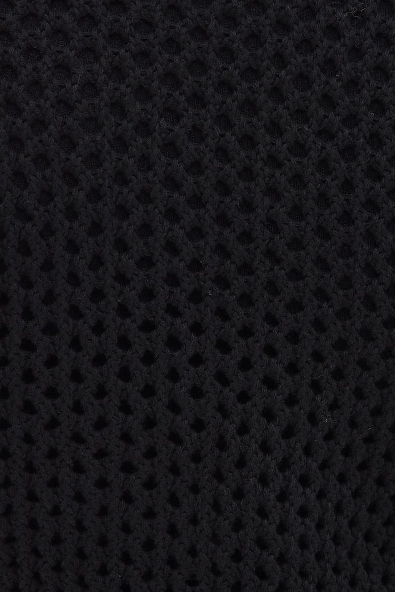 Black Knit Jumper Long Sleeve Fishnet for YouandAll Fashion