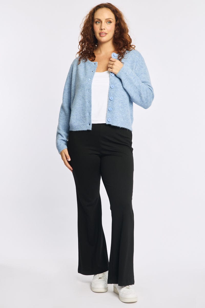 Blue Fluffy Knit Cardigan Long Sleeve for YouandAll Fashion