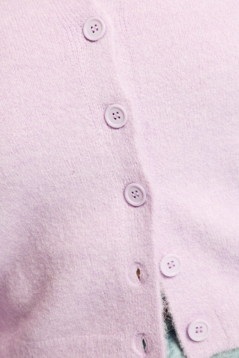 Purple Fluffy Knit Cardigan Long Sleeve for YouandAll Fashion