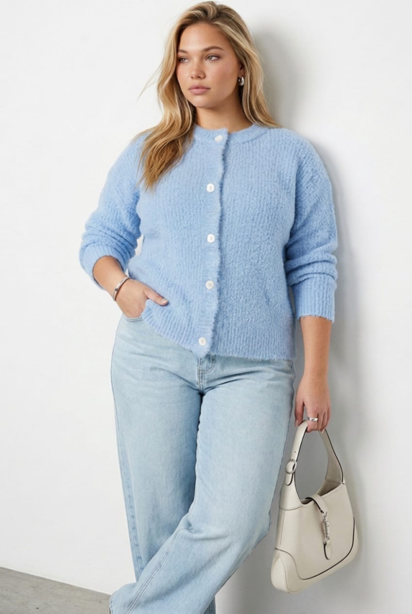Blue Oversized Cardigan Long Sleeve