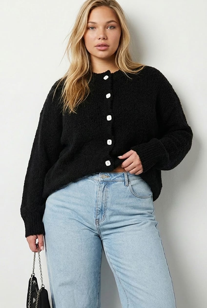 Black Oversized Cardigan Long Sleeve