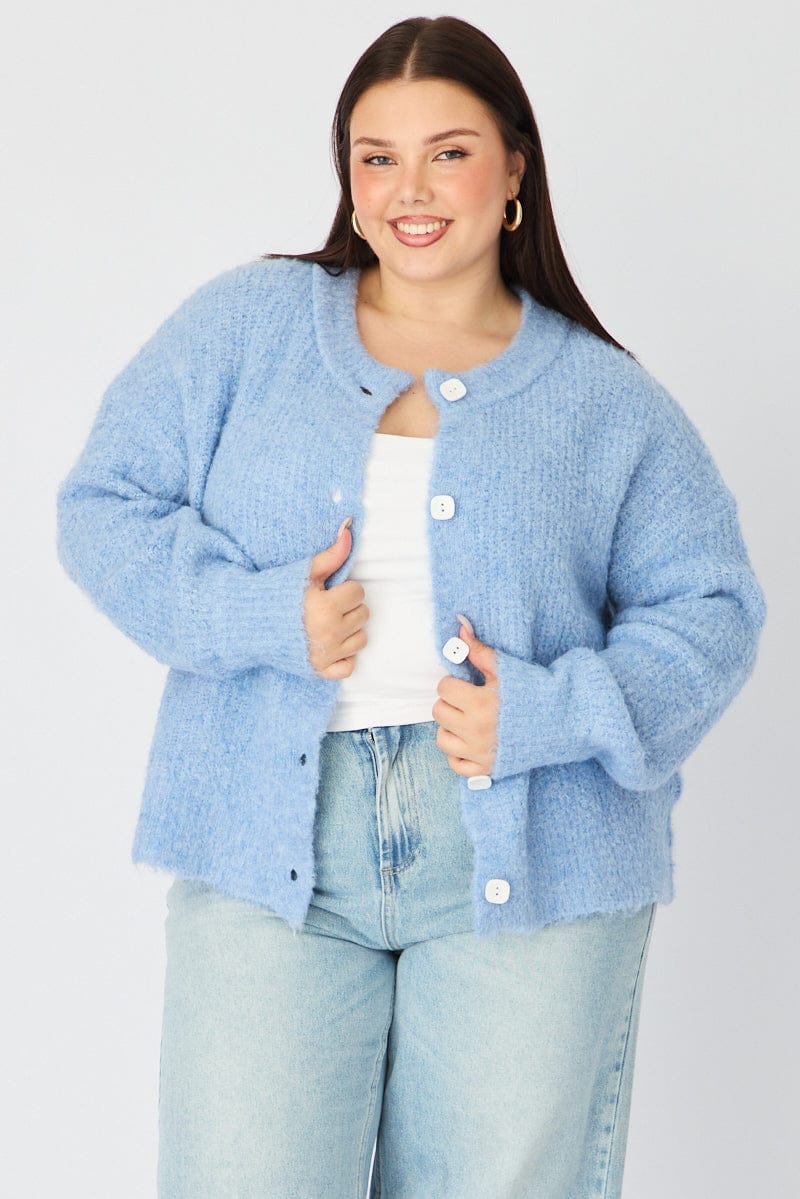 Blue Oversized Cardigan Long Sleeve for YouandAll Fashion