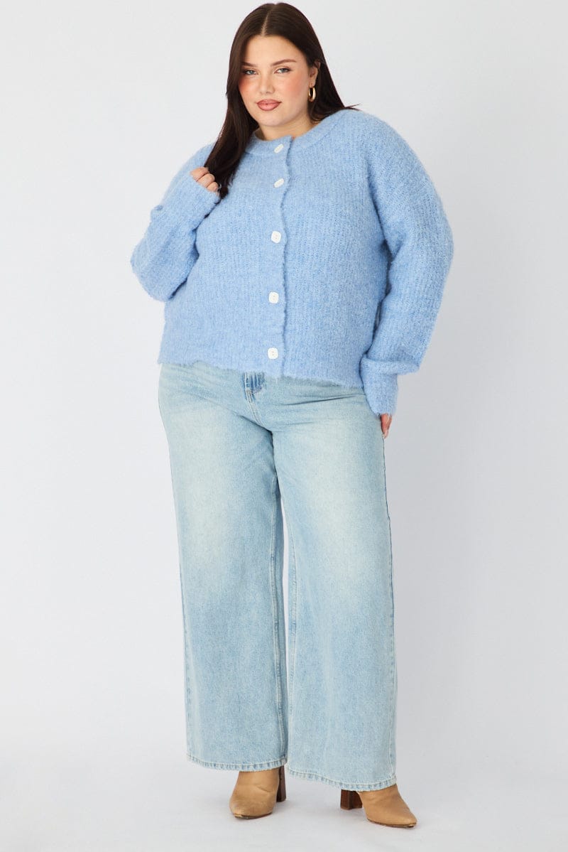 Blue Oversized Cardigan Long Sleeve for YouandAll Fashion