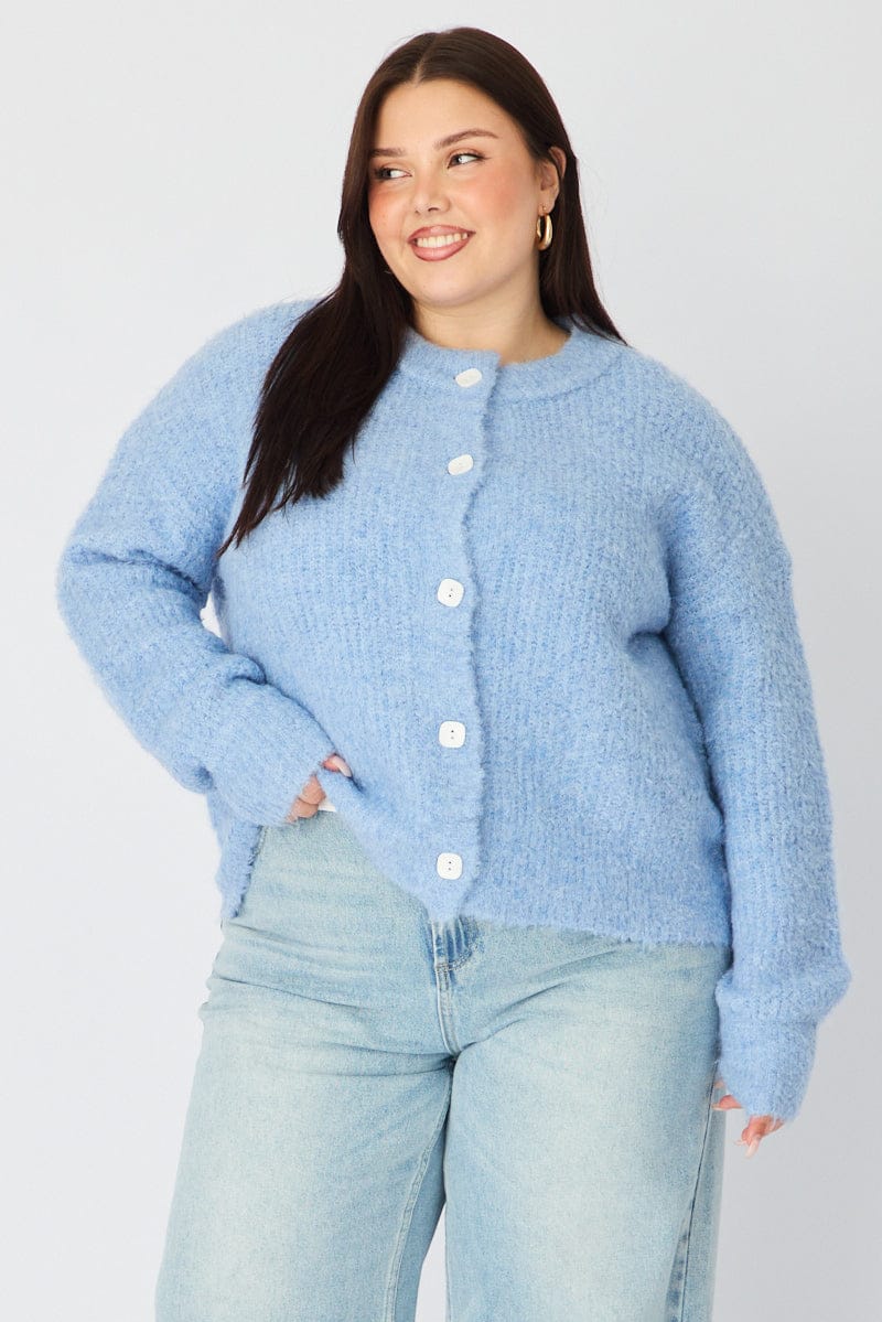 Blue Oversized Cardigan Long Sleeve for YouandAll Fashion