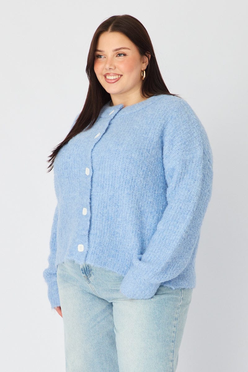 Blue Oversized Cardigan Long Sleeve for YouandAll Fashion