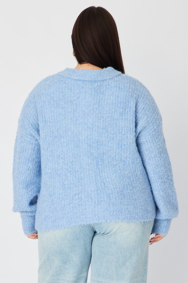 Blue Oversized Cardigan Long Sleeve for YouandAll Fashion