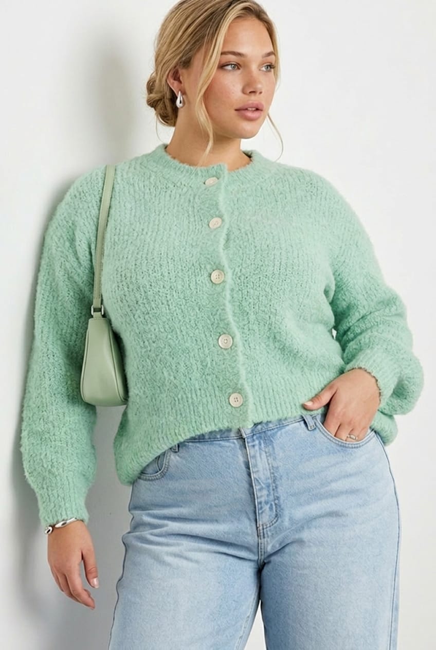 Green Oversized Cardigan Long Sleeve