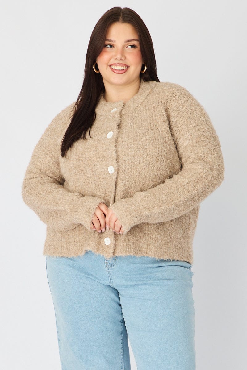 Beige Oversized Cardigan Long Sleeve for YouandAll Fashion