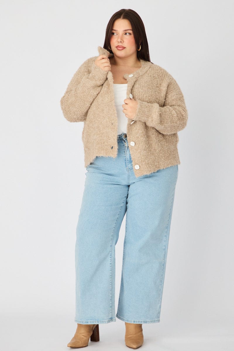 Beige Oversized Cardigan Long Sleeve for YouandAll Fashion