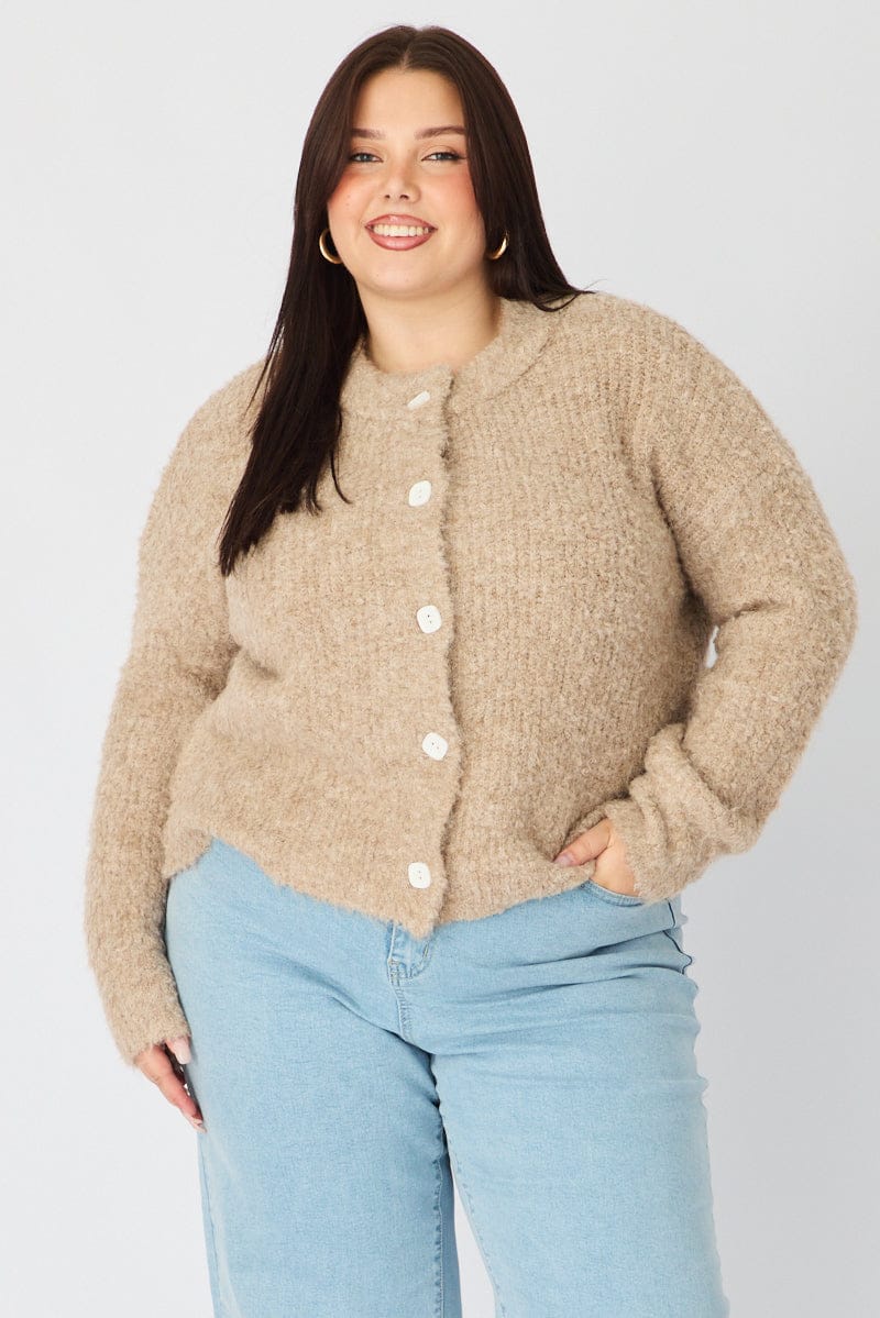 Beige Oversized Cardigan Long Sleeve for YouandAll Fashion