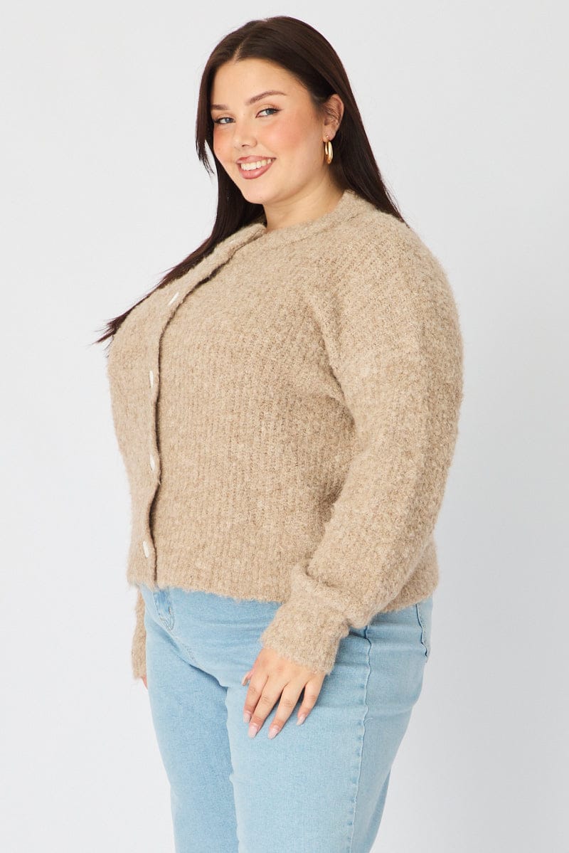 Beige Oversized Cardigan Long Sleeve for YouandAll Fashion