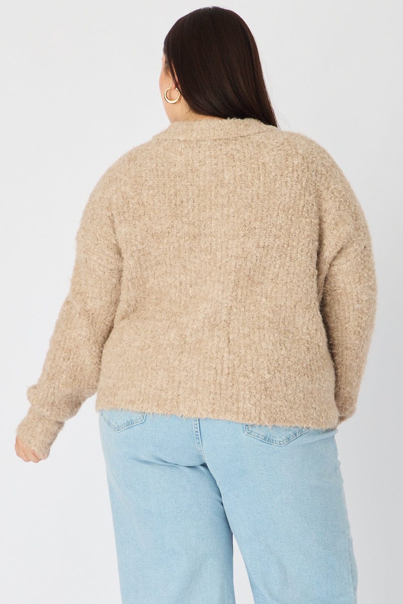 Beige Oversized Cardigan Long Sleeve for YouandAll Fashion