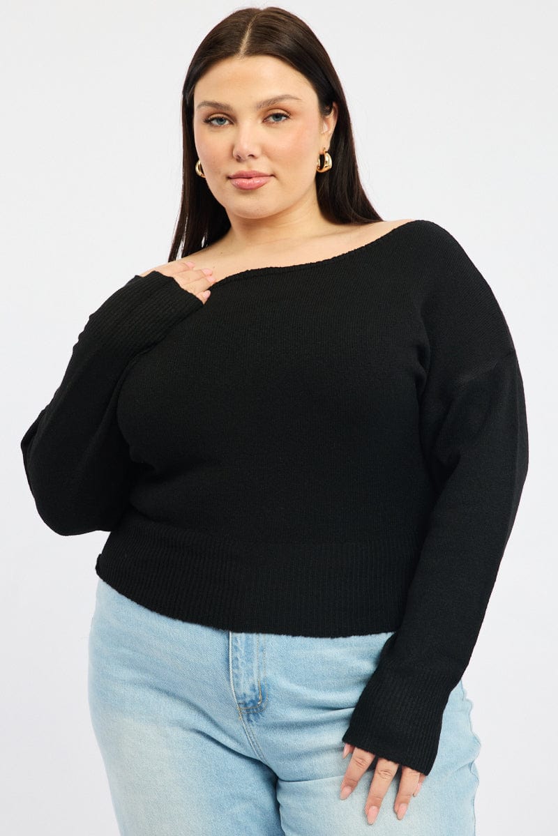 Black Knit Top One Shoulder for YouandAll Fashion