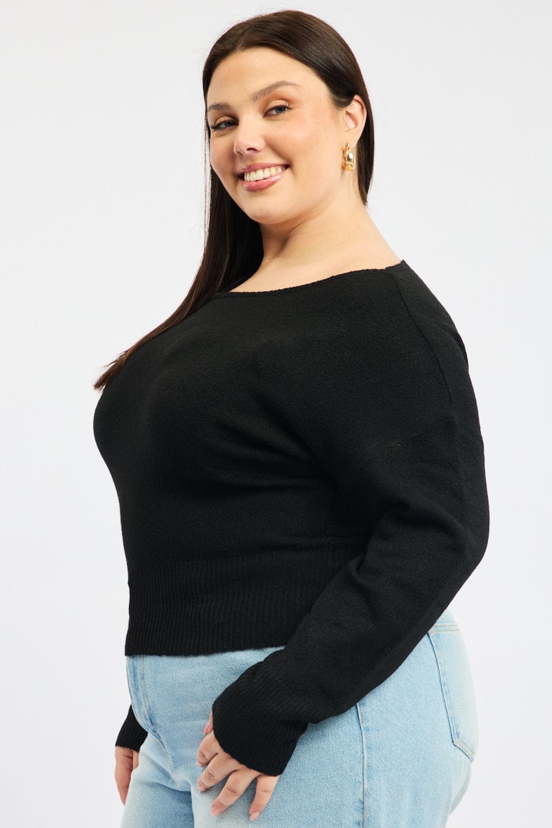 Black Knit Top One Shoulder for YouandAll Fashion