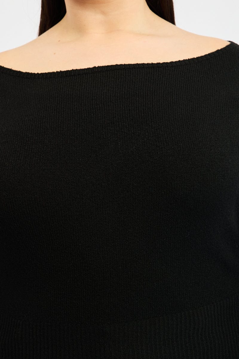 Black Knit Top One Shoulder for YouandAll Fashion