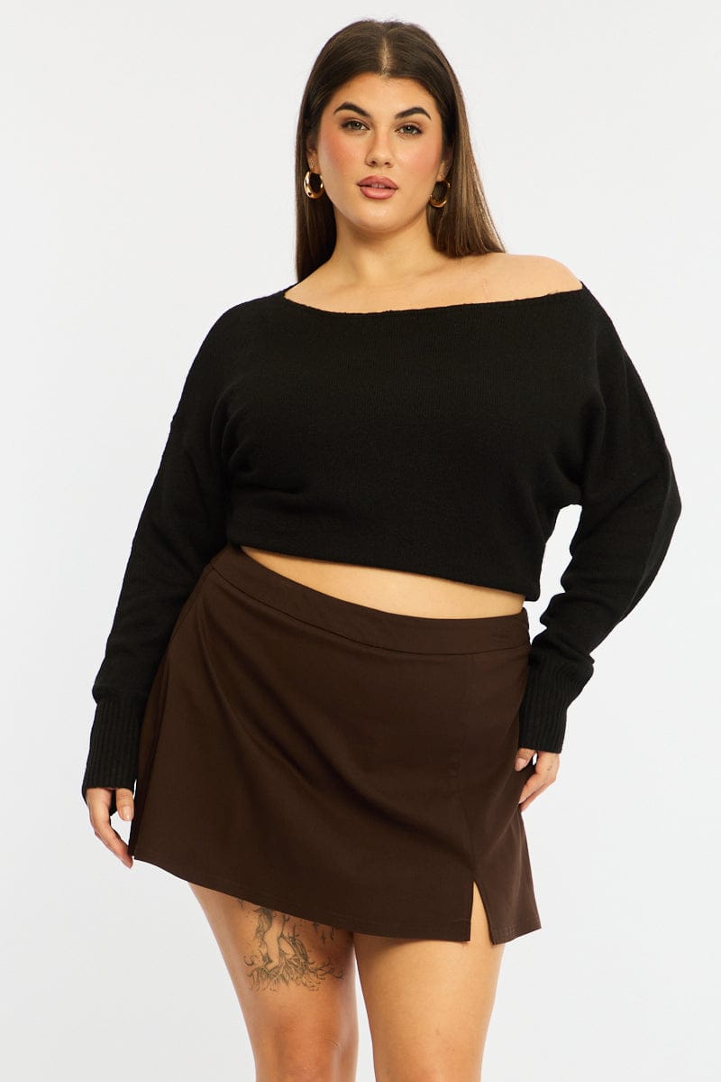 Black Knit Top Long Sleeve Batwing for YouandAll Fashion