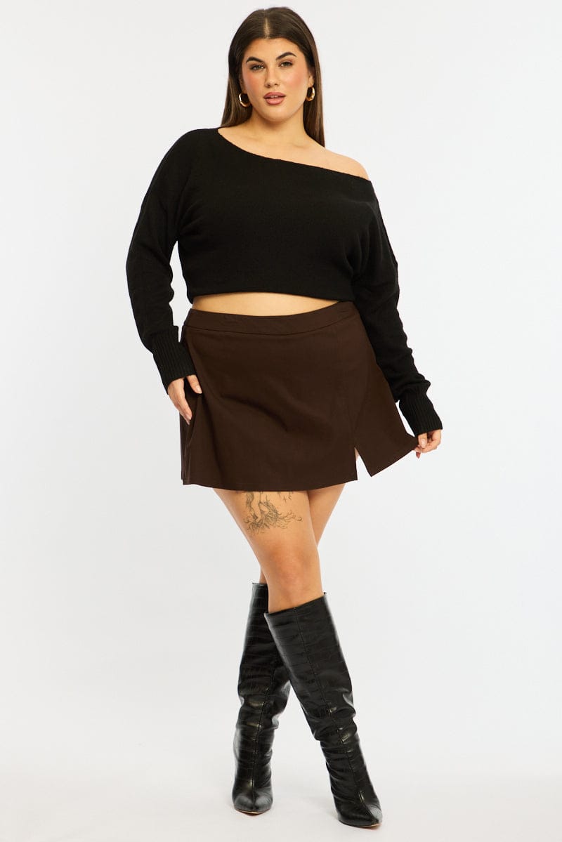 Black Knit Top Long Sleeve Batwing for YouandAll Fashion