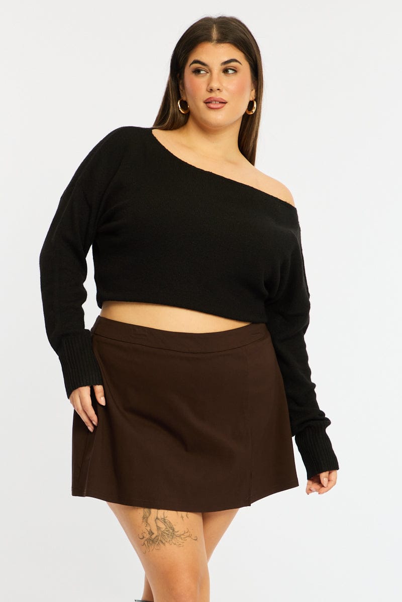 Black Knit Top Long Sleeve Batwing for YouandAll Fashion