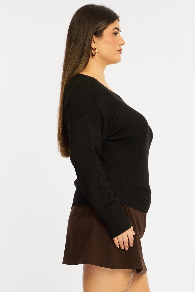 Black Knit Top Long Sleeve Batwing for YouandAll Fashion