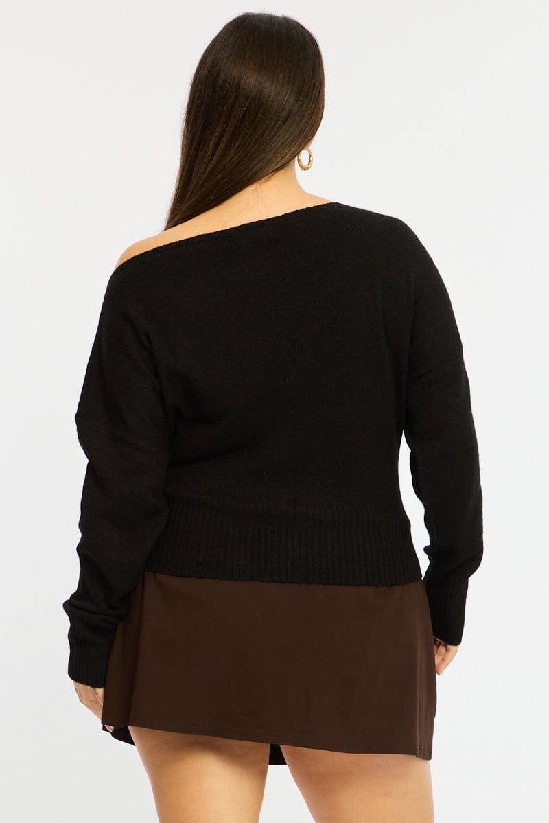 Black Knit Top Long Sleeve Batwing for YouandAll Fashion