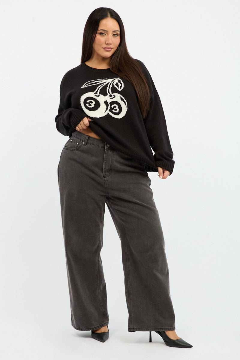 Black Cherry Knit Top Long Sleeve for YouandAll Fashion