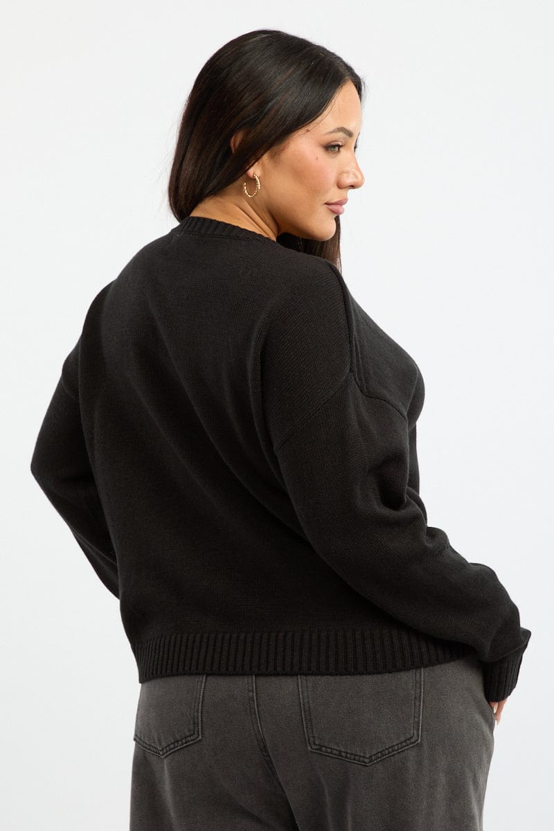 Black Cherry Knit Top Long Sleeve for YouandAll Fashion